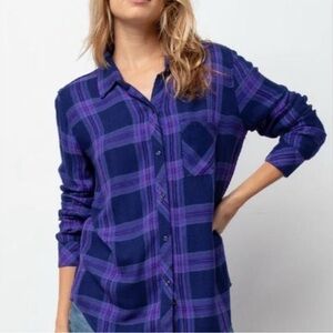 Rails Blue and Purple Plaid Button Down Shirt